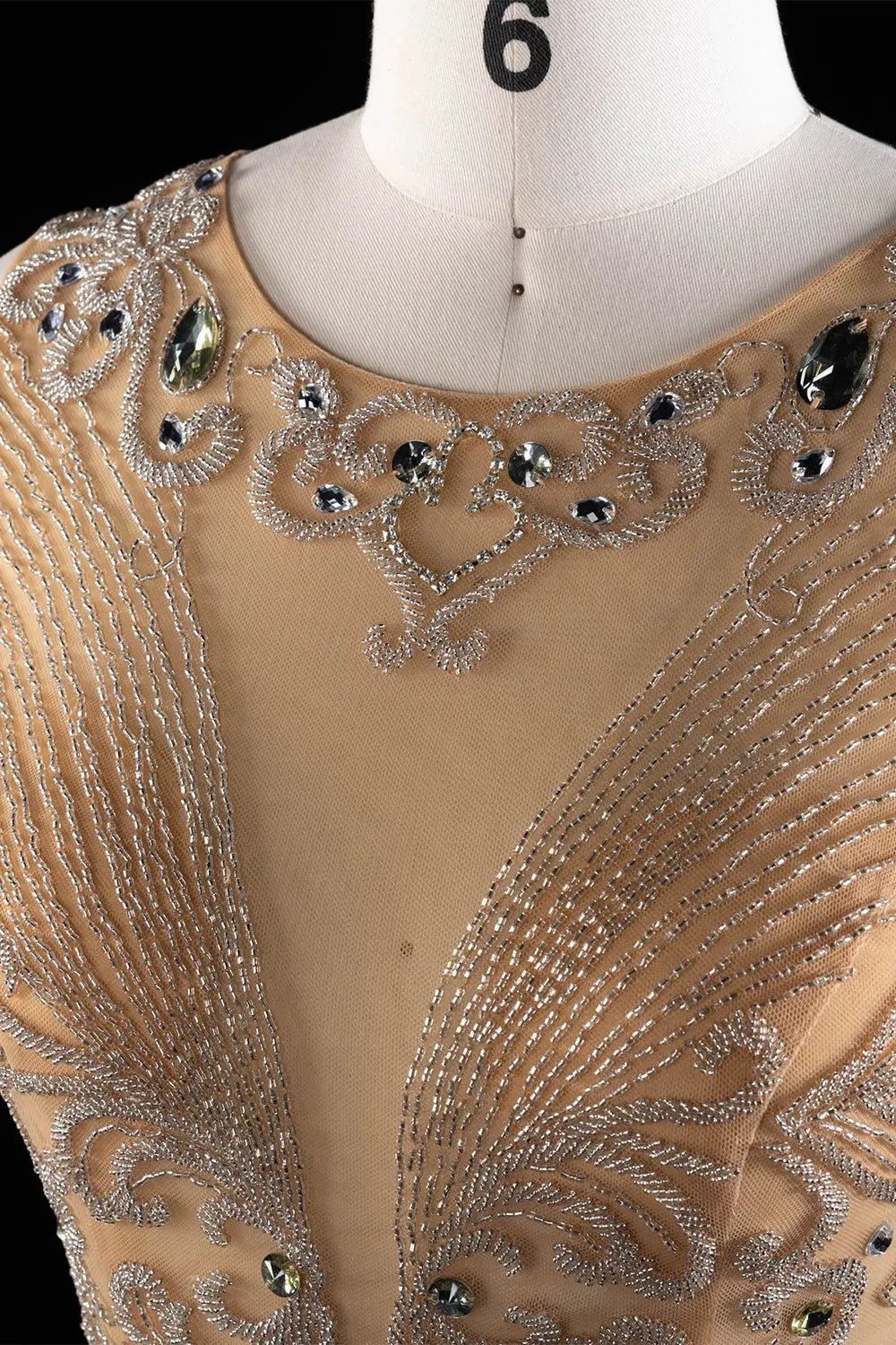 Nude Crystal Embellished Evening Gown SH026 Sheer Fairy