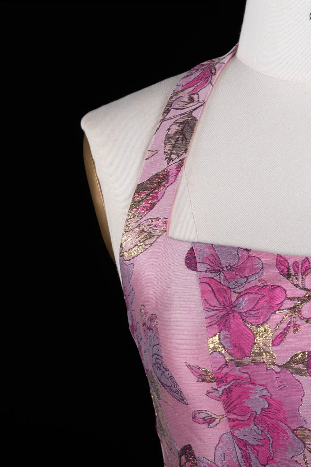 Pink Floral Brocade Halter Bubble Mini Dress RM199 Sheer Fairy
