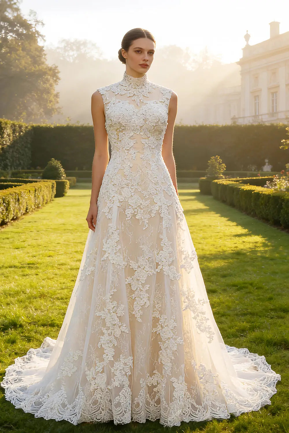 Elegant 3D Floral Strapless A-Line Wedding Dress SW659 Sheer Fairy