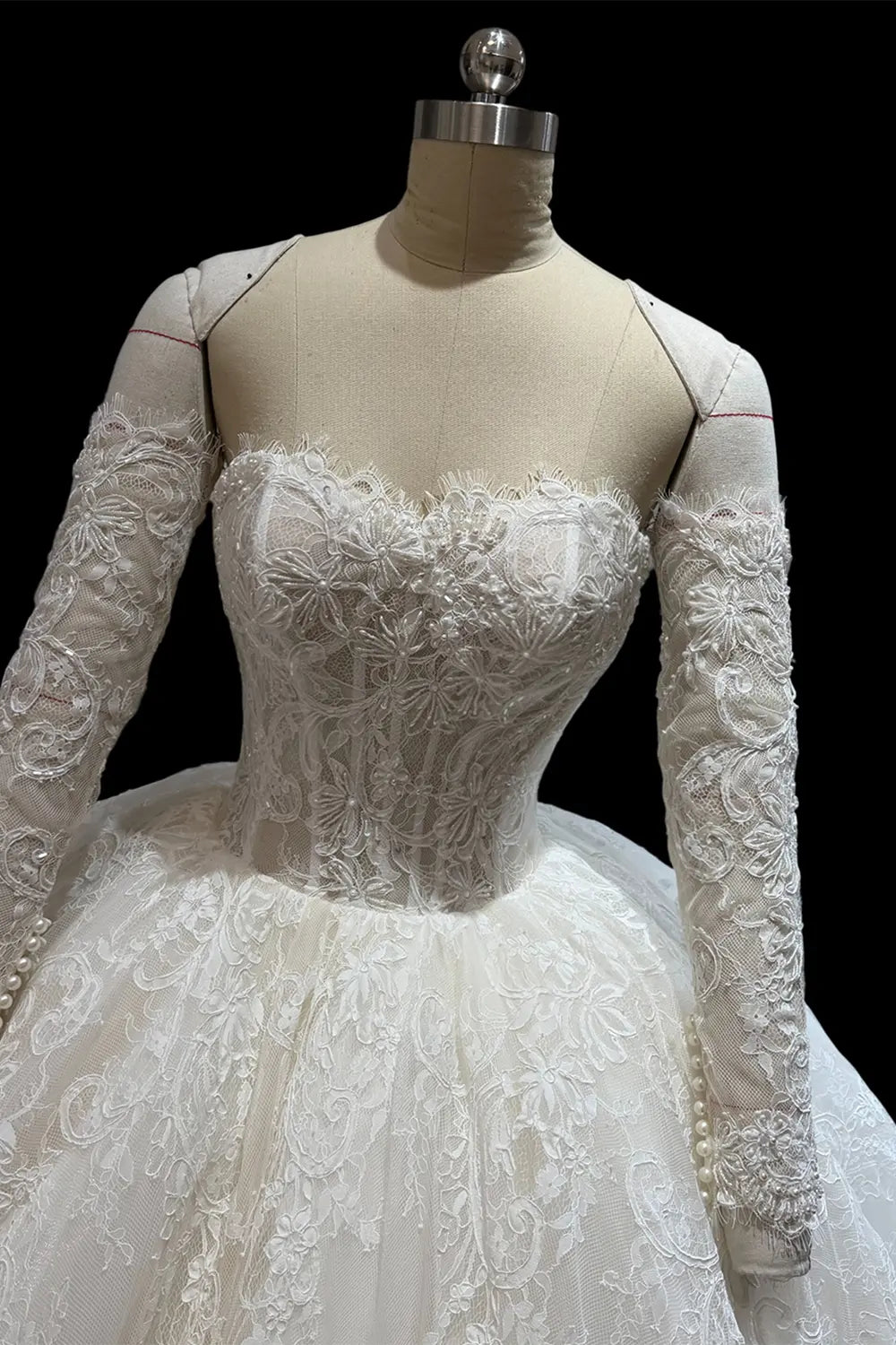 White Off Shoulder Ball Gown Wedding Dress SW690 Sheer Fairy