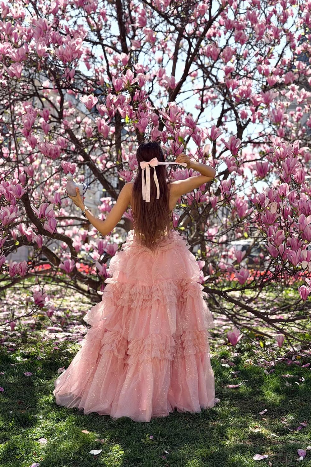 Blush Pink Tulle Ballgown Prom Dress with Sequin Bodice SH211 Sheer Fairy