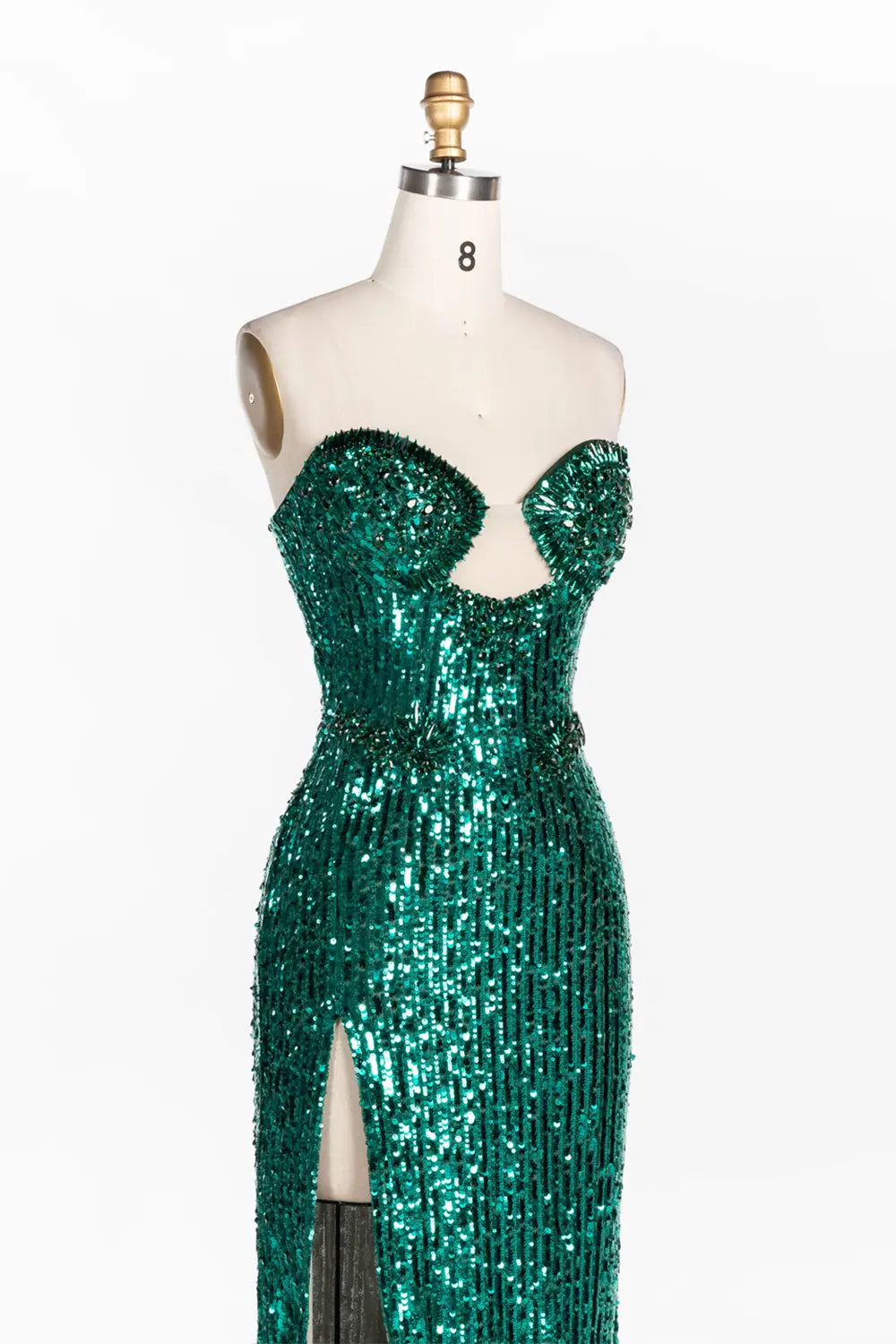 Green Strapless Sequin Formal Evening Dress ST099 Sheer Fairy