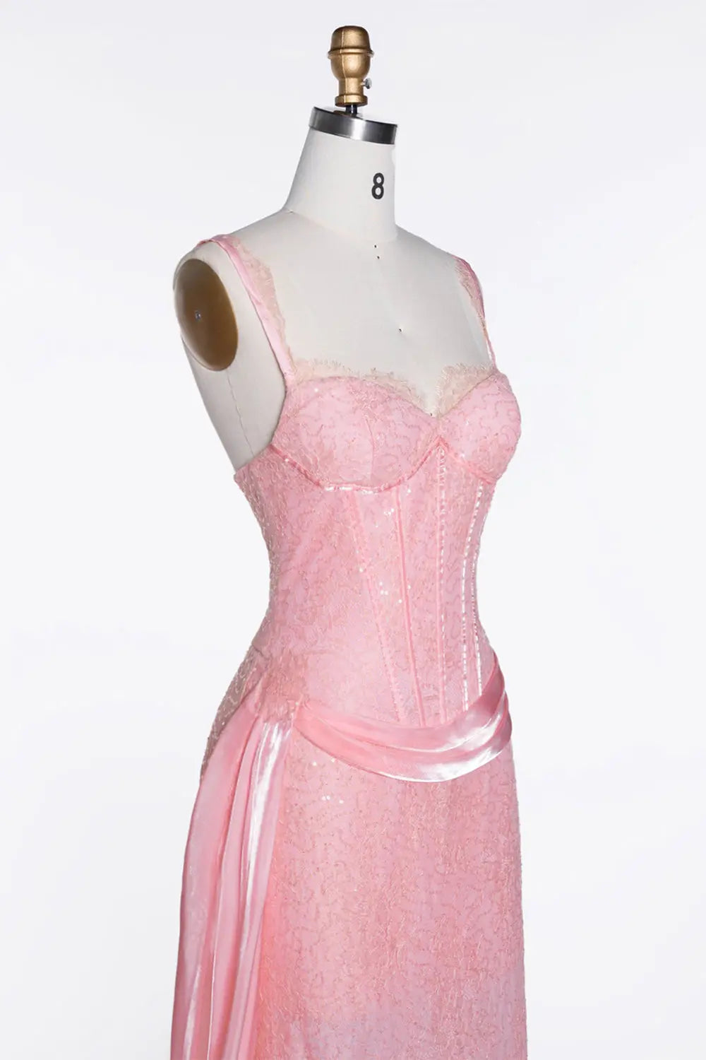 Pink Spaghetti Strap Corset Evening Dress ST105 Sheer Fairy