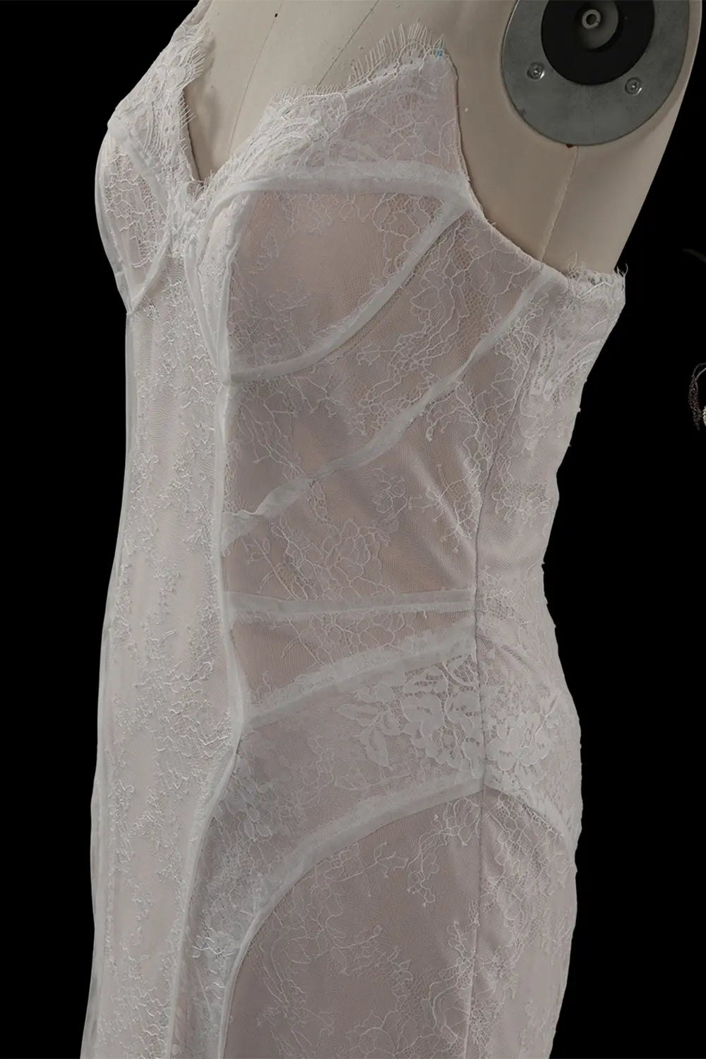 White Corset Mermaid Long Sleeve Wedding Dress SW752 Sheer Fairy