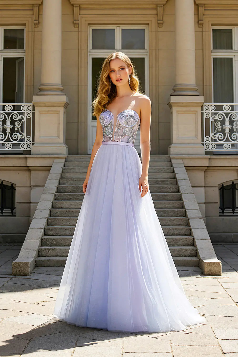 Enchanted Lilac Tulle Strapless Sweetheart Ball Gown SH483 Sheer Fairy