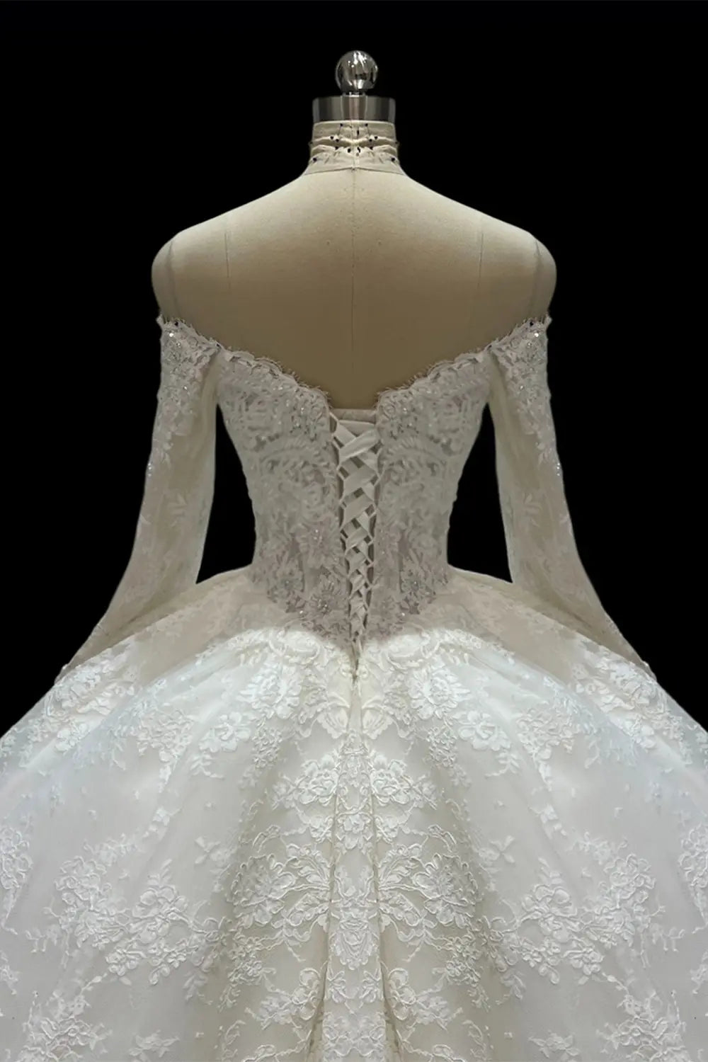 White Lace Corset Off Shoulder Wedding Dress SW681 Sheer Fairy