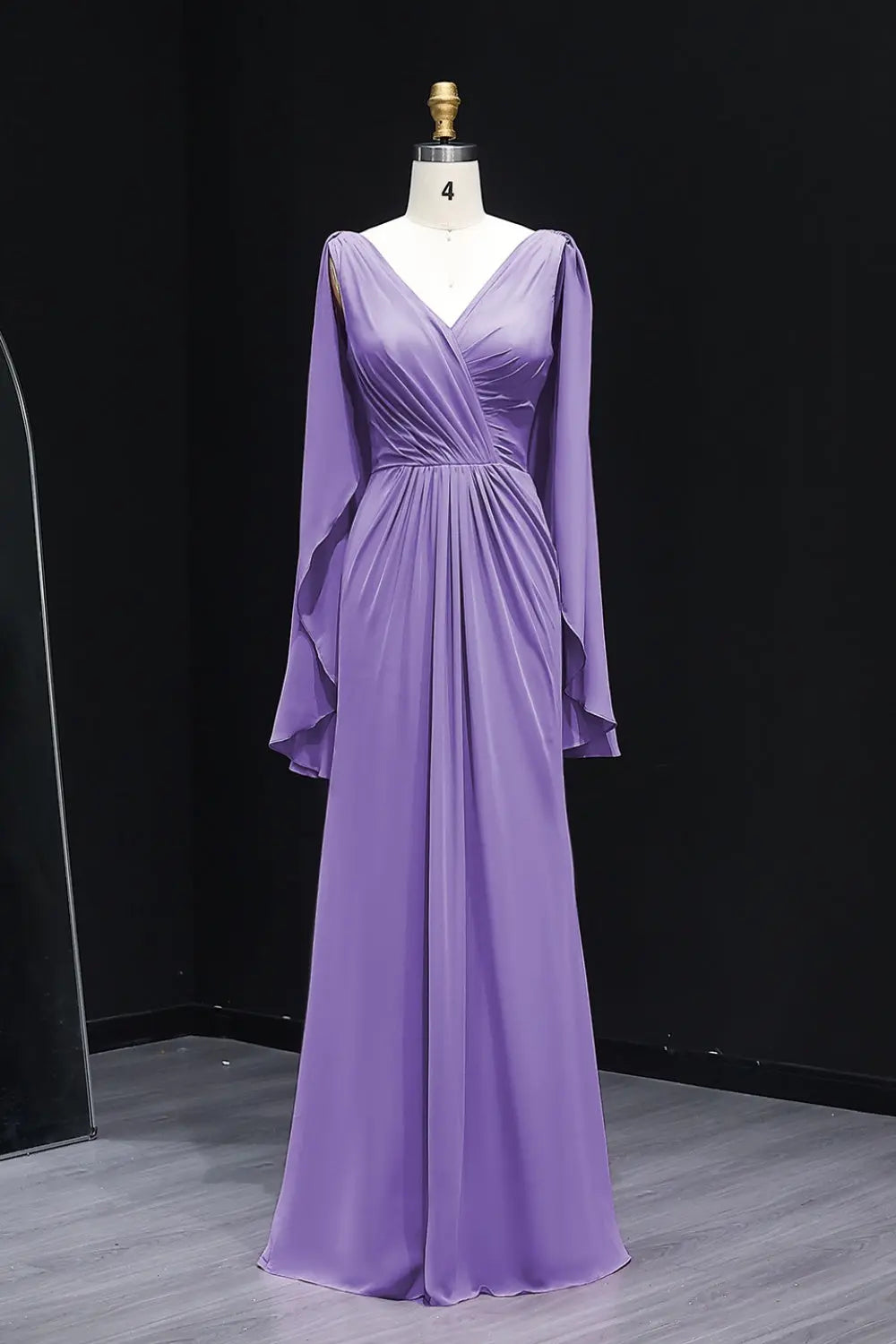 Elegant Wisteria V-Neck Chiffon A-Line Bridesmaid Dress BS007 Sheer Fairy