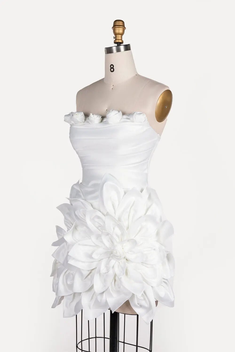 White 3D Flower Strapless Evening Dress ST109 Sheer Fairy
