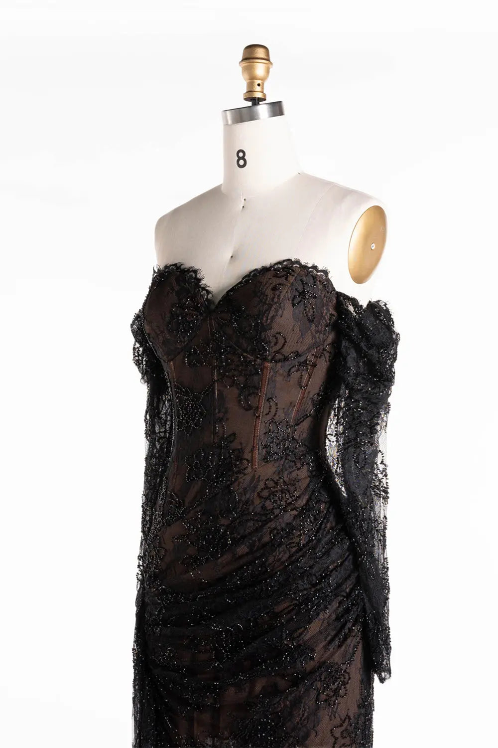 Black Off Shoulder Lace Long Sleeve Evening Gown ST119 Sheer Fairy