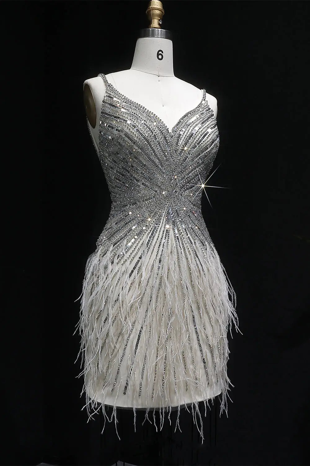 Modest Luxury Sequined Feather Sheath Homecoming Dress RM124 Sheer Fairy
