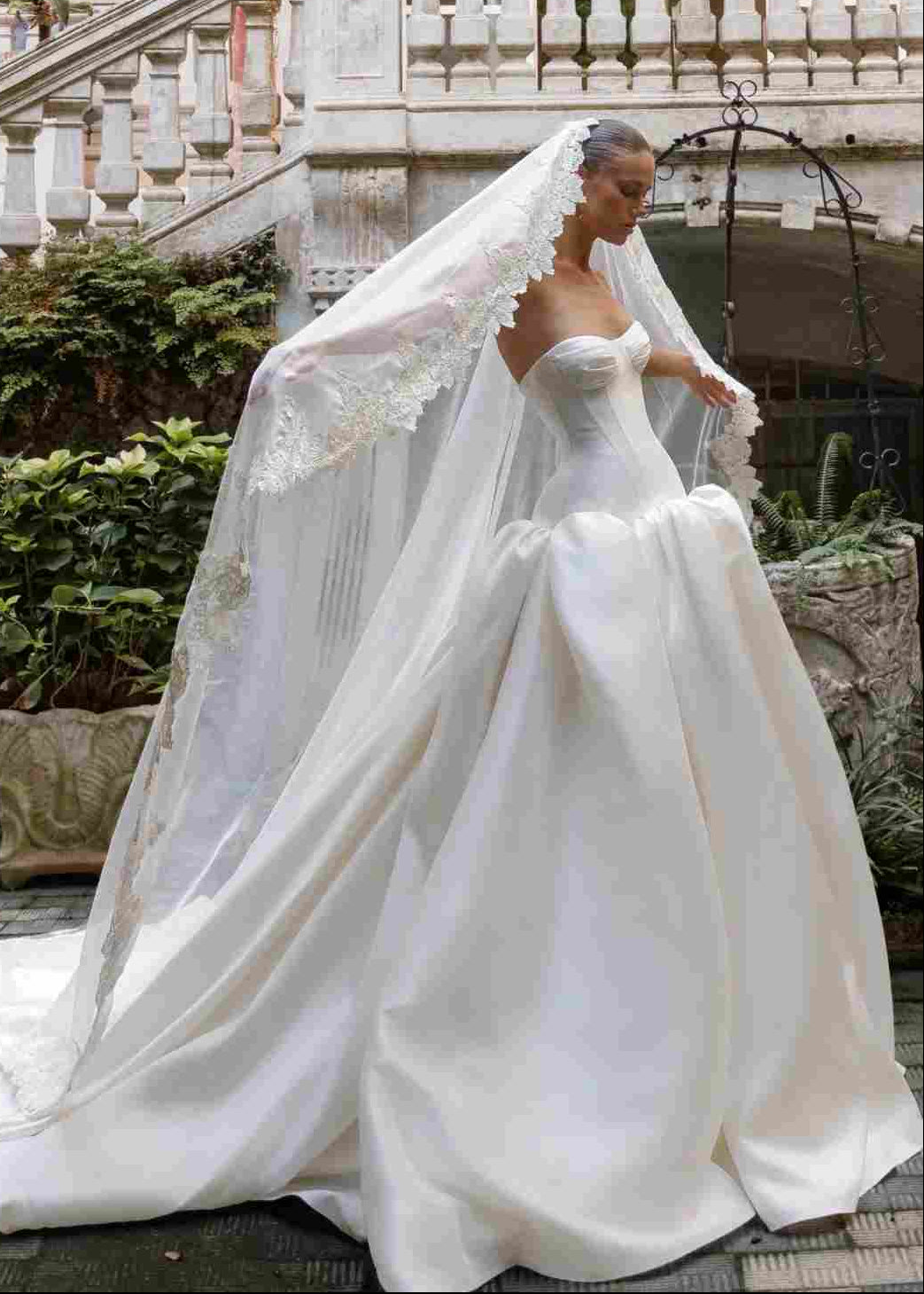 Satin Ball Gown Wedding Dress with Corset Bodice SW191 Sheer Fairy
