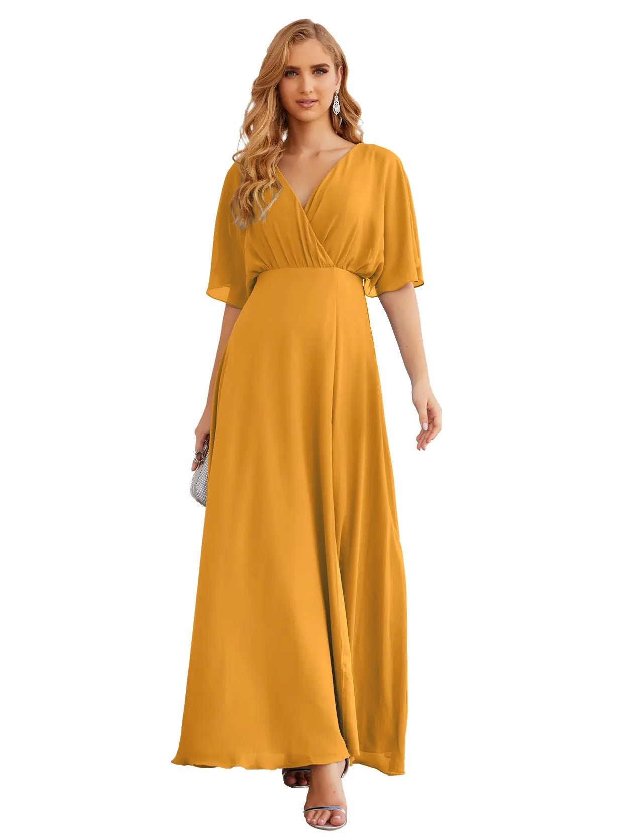 Simplify V Neck Chiffon A-Line Bow Bridesmaid Dress BS010 Sheer Fairy