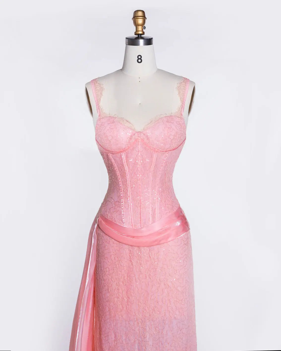 Pink Spaghetti Strap Corset Evening Dress ST105 Sheer Fairy