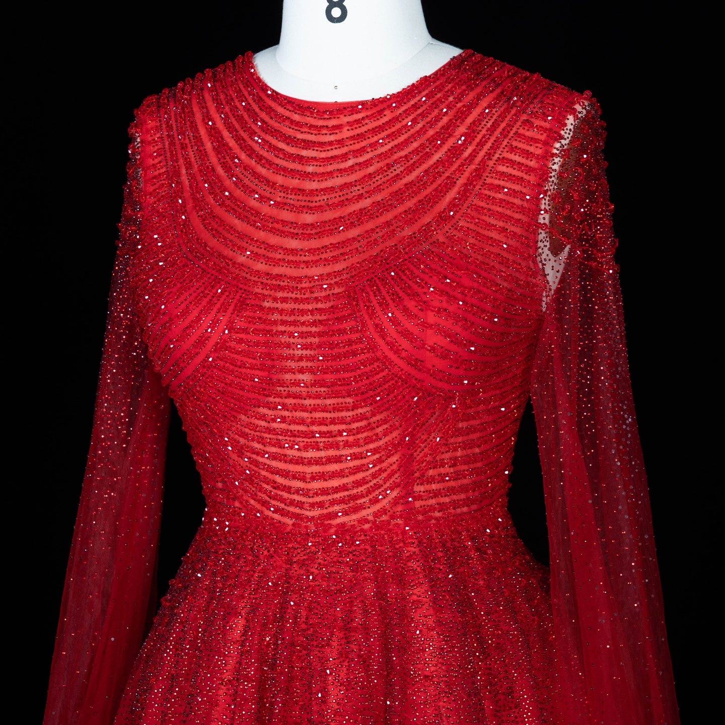 Sparkling Beaded A Line Evening Gown Long Cape Sleeves Glitzy Prom Dress SS059 Sheer Fairy