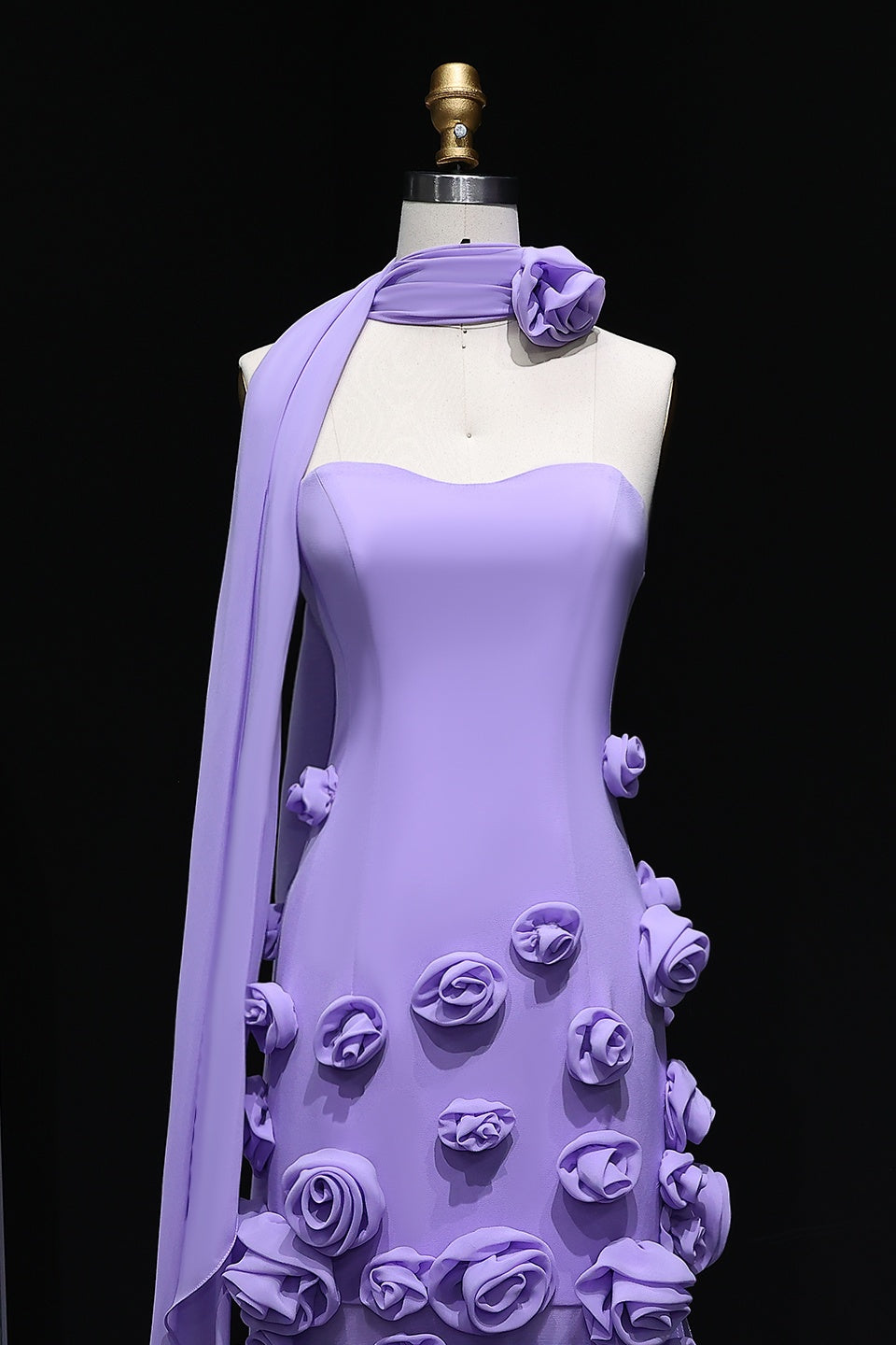 Modest 3D Rose Strapless Mermaid Evening Dress with Train SS207