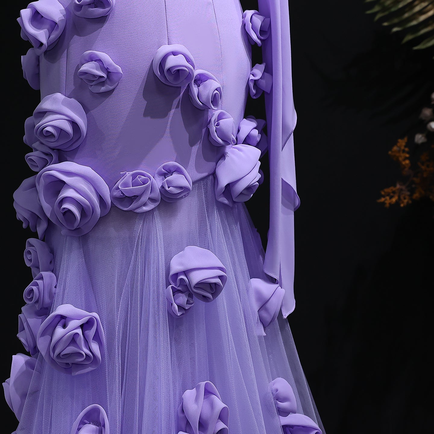 Modest 3D Rose Strapless Mermaid Evening Dress with Train SS207 Sheer Fairy