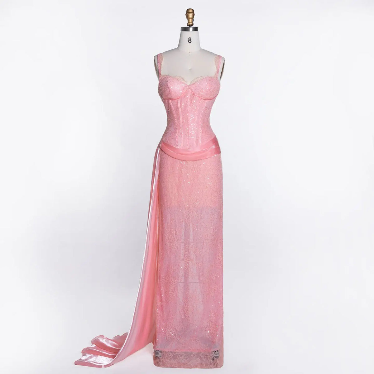 Pink Spaghetti Strap Corset Evening Dress ST105 Sheer Fairy