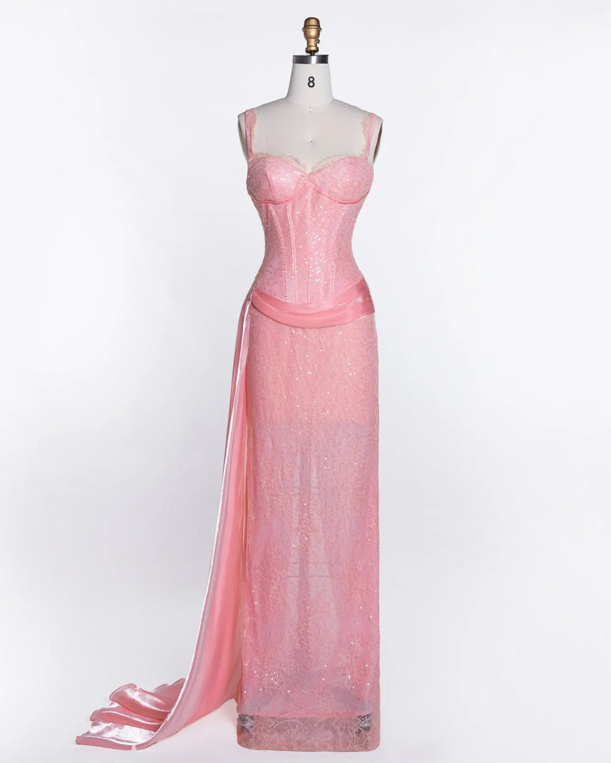 Pink Spaghetti Strap Corset Evening Dress ST105 Sheer Fairy