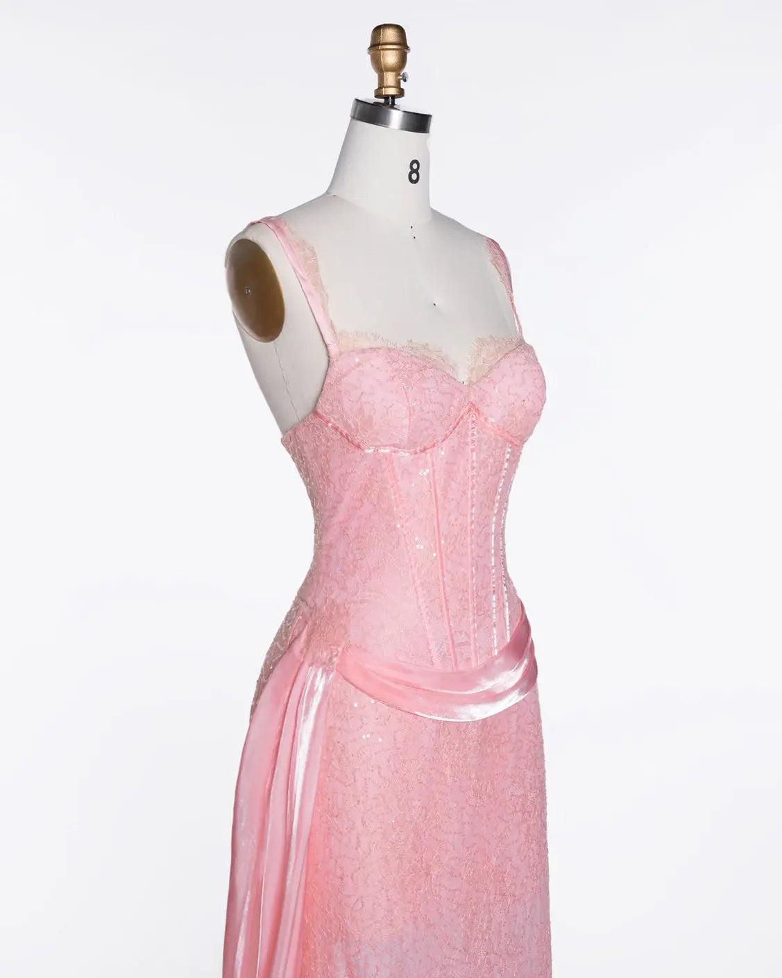 Pink Spaghetti Strap Corset Evening Dress ST105 Sheer Fairy