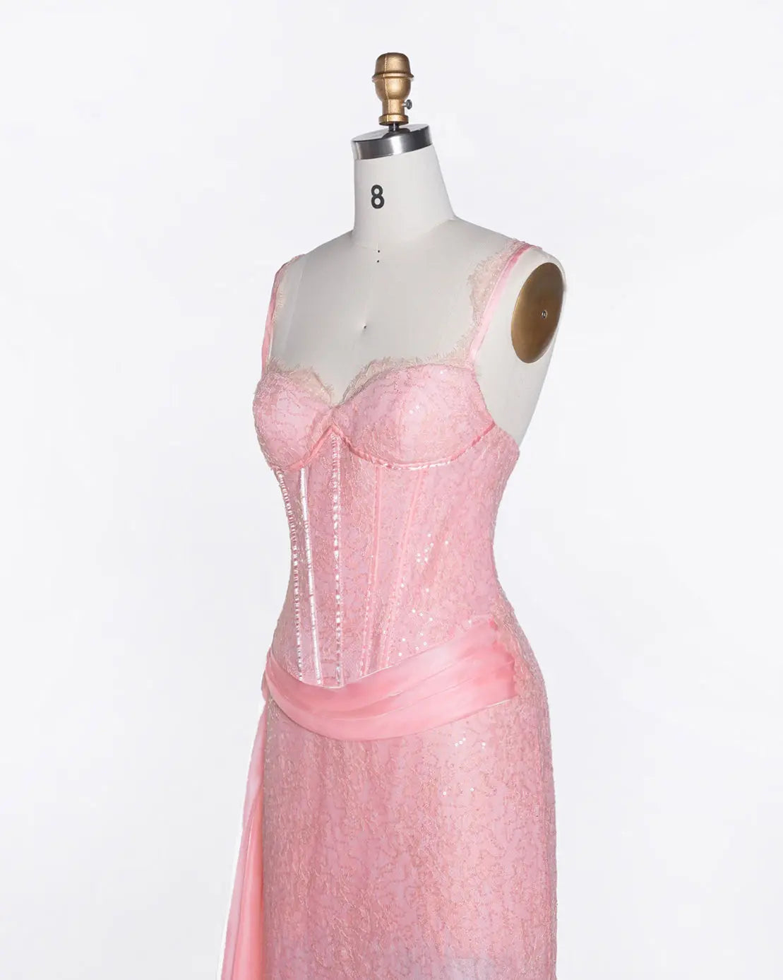 Pink Spaghetti Strap Corset Evening Dress ST105 Sheer Fairy