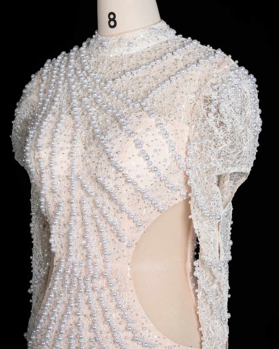 White Pearl Beaded Tiered Tulle Mermaid Gown ST103 Sheer Fairy