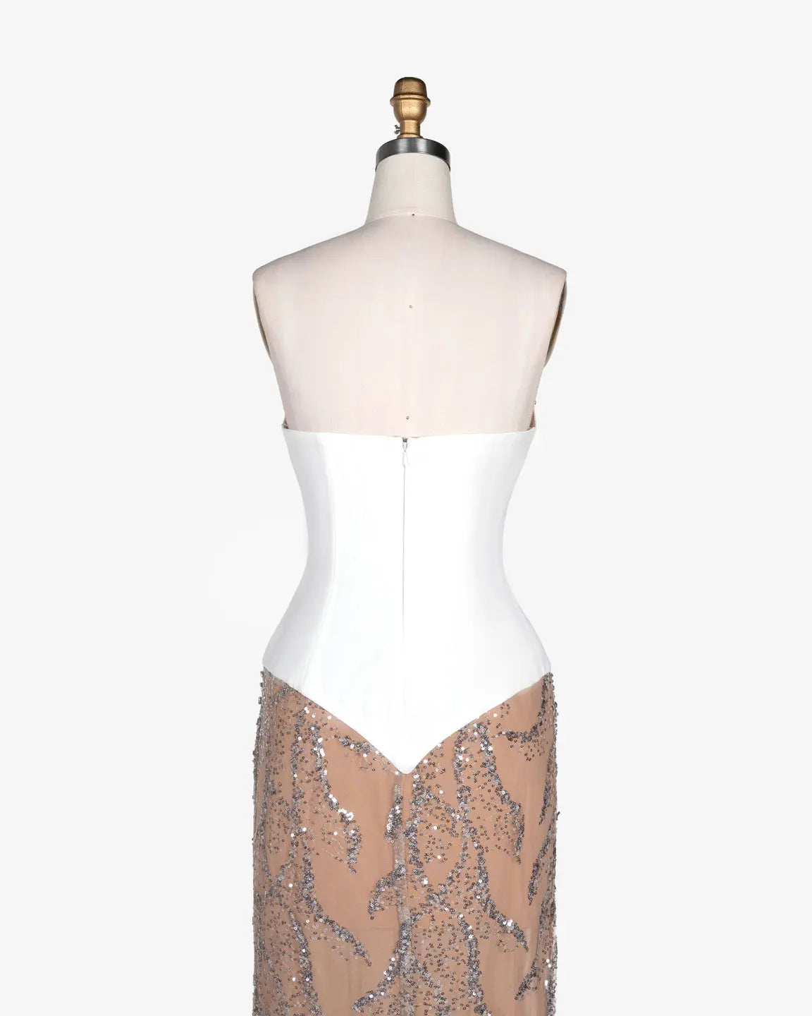 White Nude Sequin Diamond Formal Evening Dress ST107 Sheer Fairy