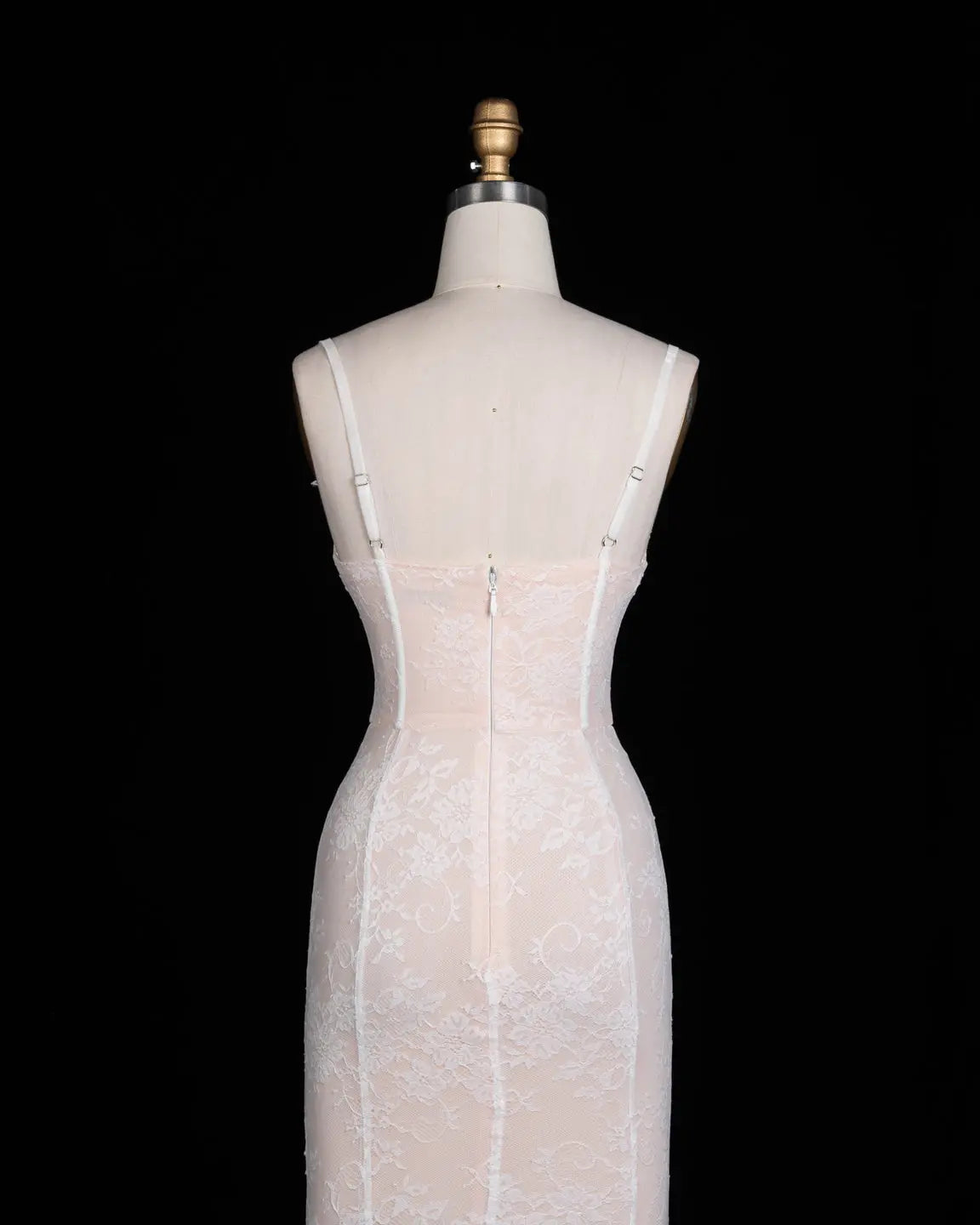 White Floral Applique Corset Evening Gown ST104 Sheer Fairy