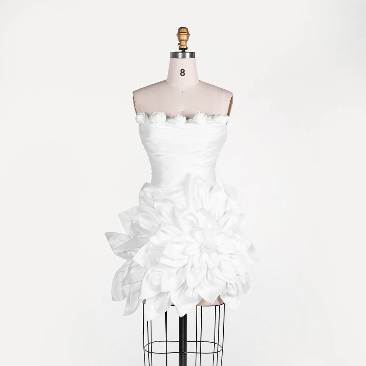 White 3D Flower Strapless Evening Dress ST109 Sheer Fairy