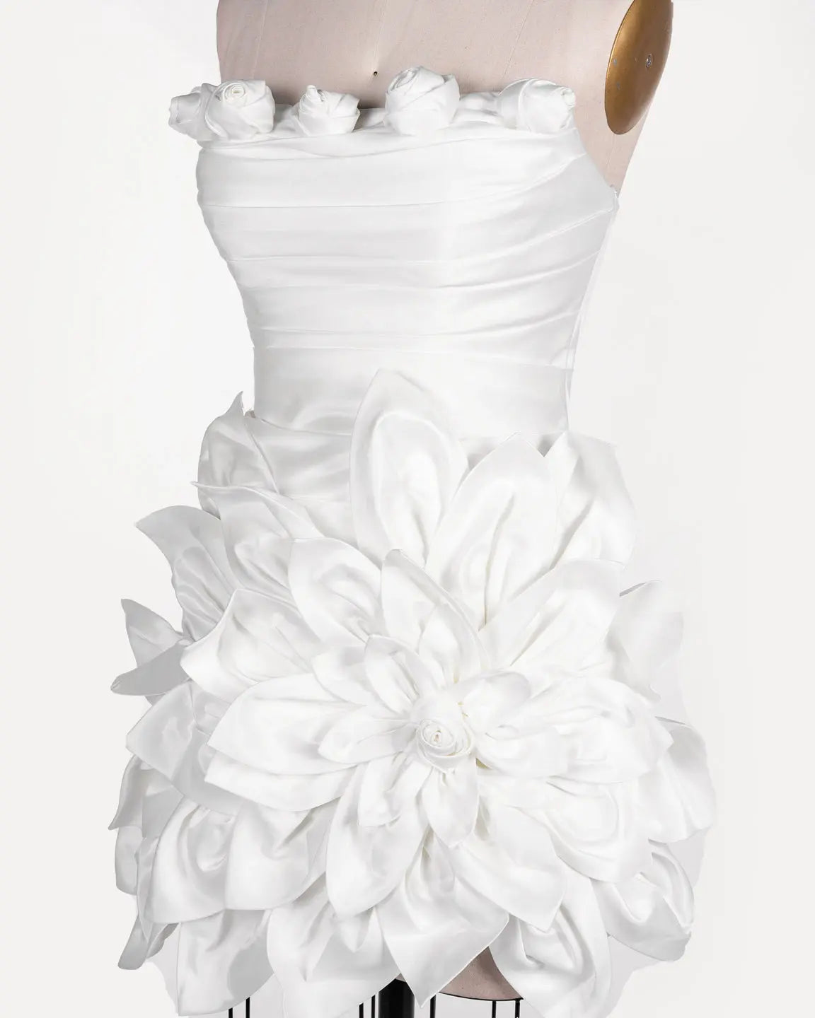 White 3D Flower Strapless Evening Dress ST109 Sheer Fairy