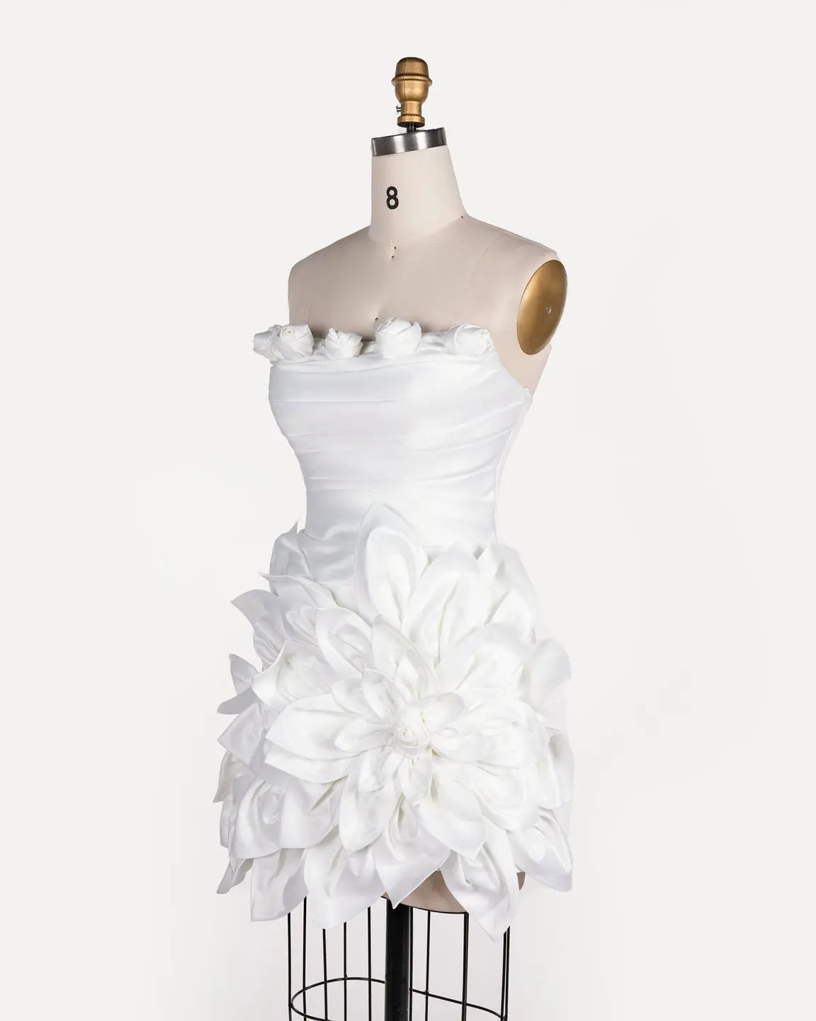 White 3D Flower Strapless Evening Dress ST109 Sheer Fairy