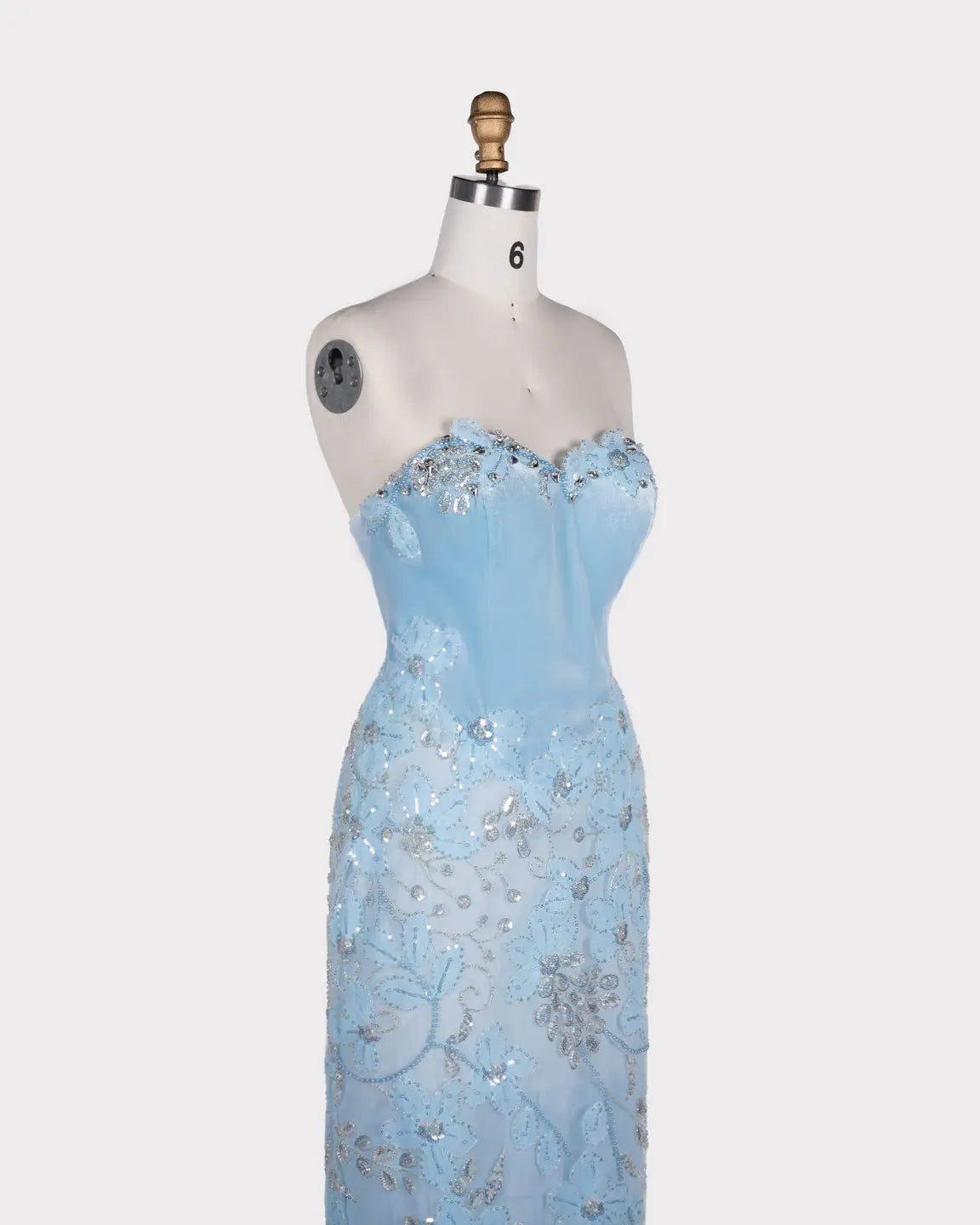 Blue Floral Sequin Strapless Evening Gown ST108 Sheer Fairy