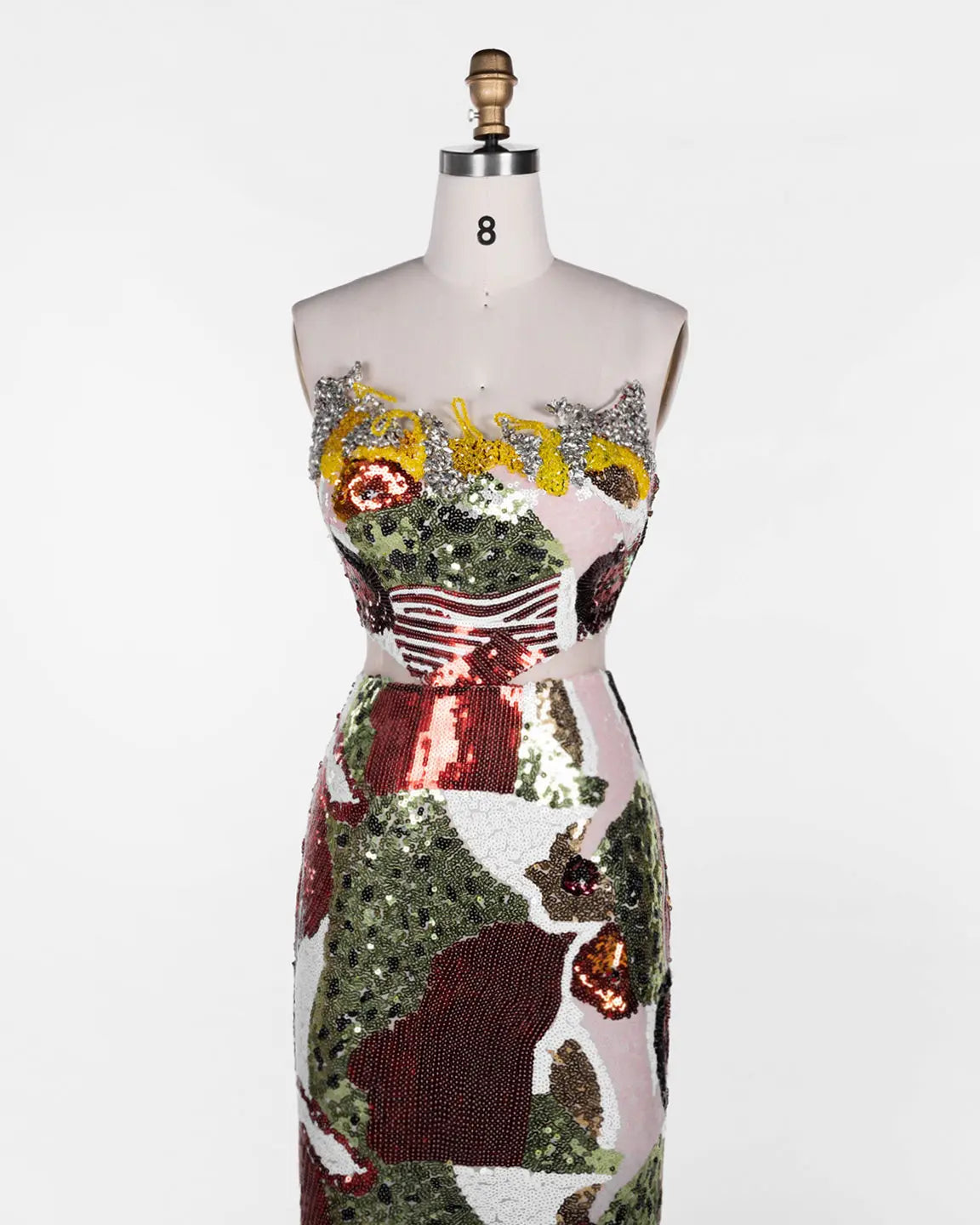 Multicolored Sequin Strapless Column Gown ST112 Sheer Fairy