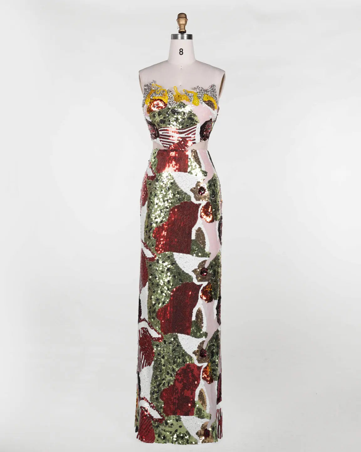 Multicolored Sequin Strapless Column Gown ST112 Sheer Fairy