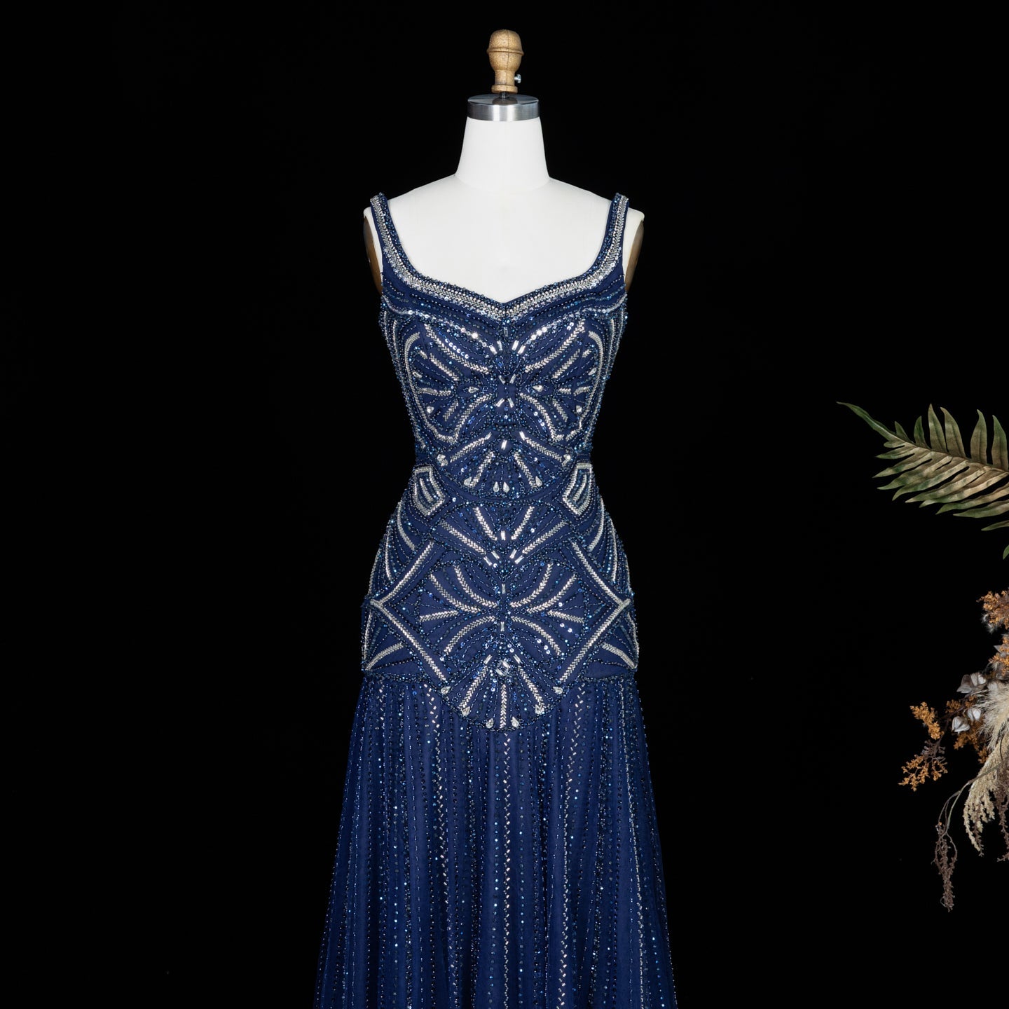 Champagne Luxury Beaded Tulle Floor Length Evening Dress SS552 Sheer Fairy