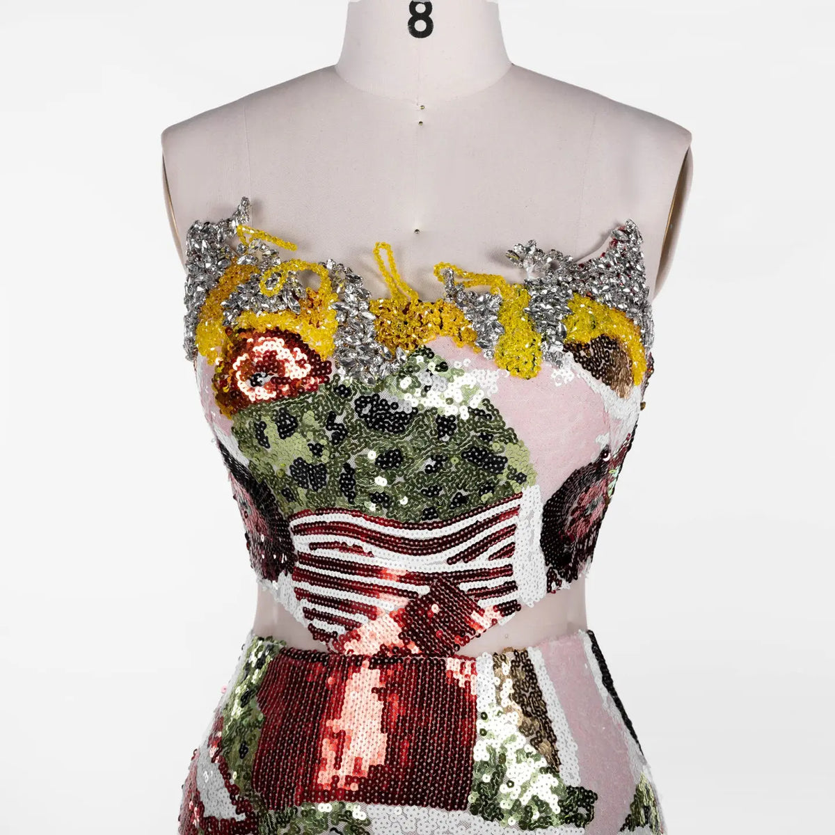 Multicolored Sequin Strapless Column Gown ST112 Sheer Fairy