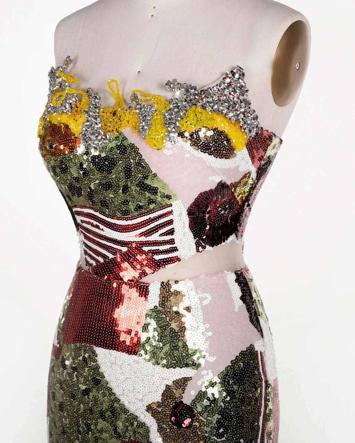 Multicolored Sequin Strapless Column Gown ST112 Sheer Fairy