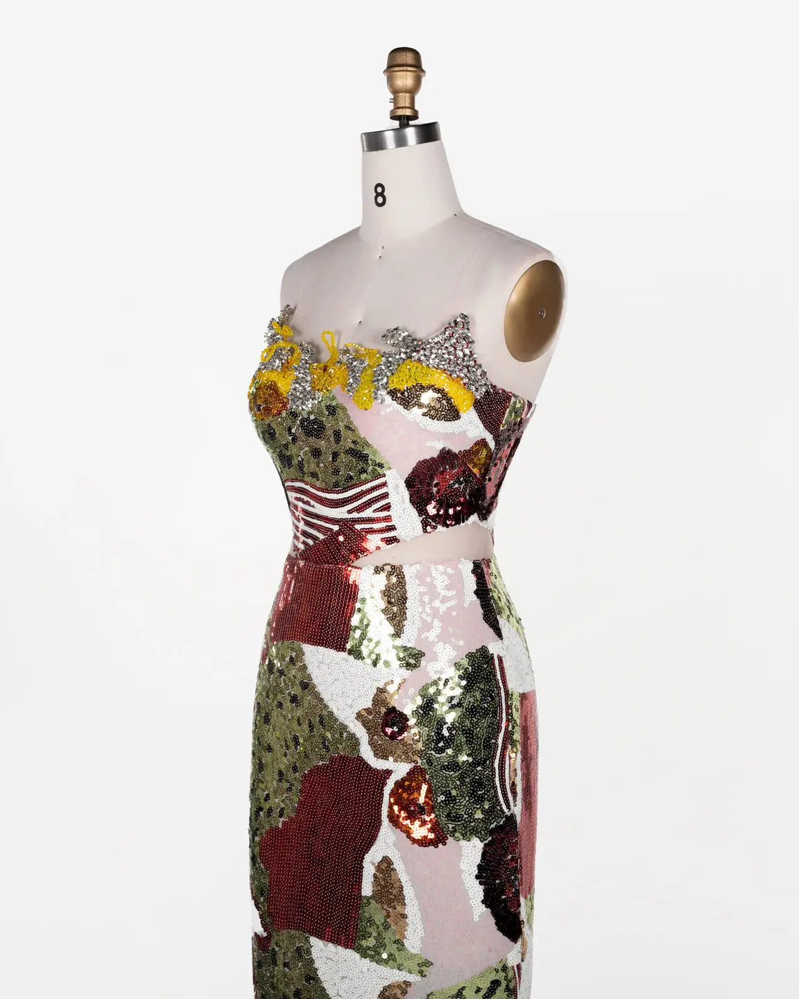 Multicolored Sequin Strapless Column Gown ST112 Sheer Fairy