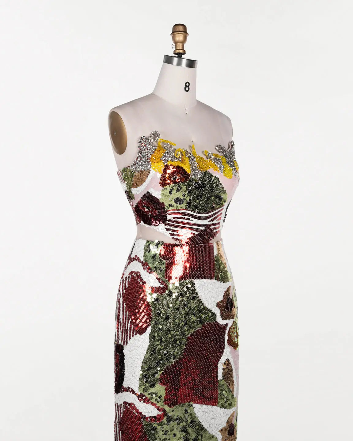 Multicolored Sequin Strapless Column Gown ST112 Sheer Fairy