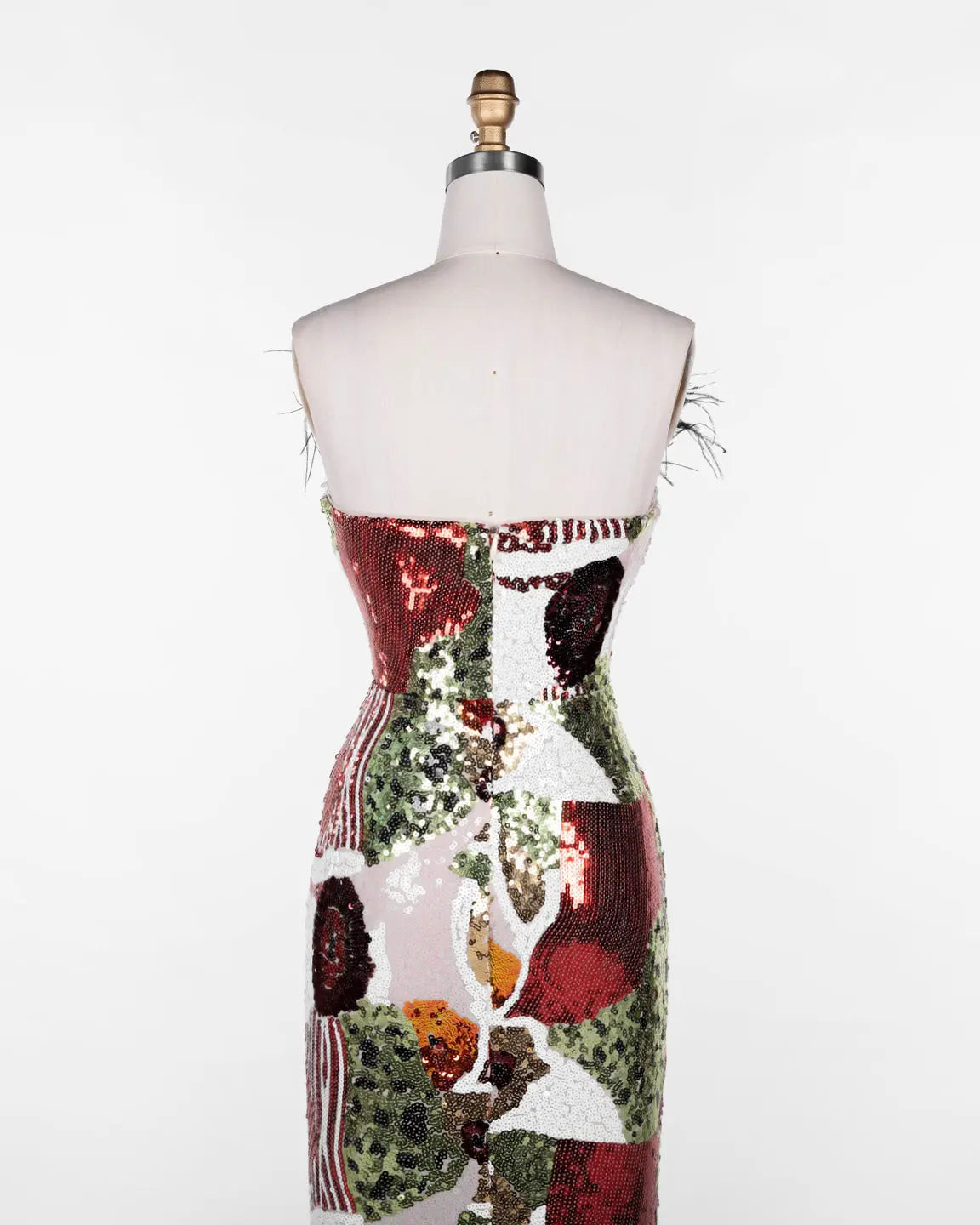 Multicolored Feather Sequin Strapless Gown ST113 Sheer Fairy