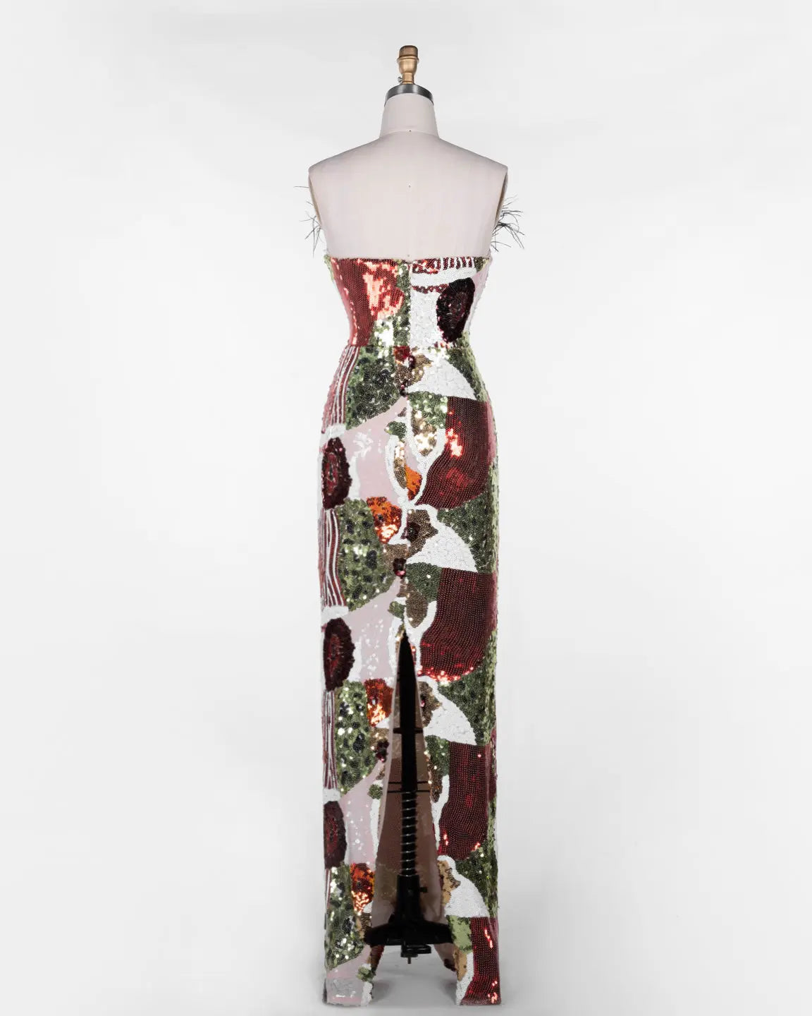 Multicolored Feather Sequin Strapless Gown ST113 Sheer Fairy
