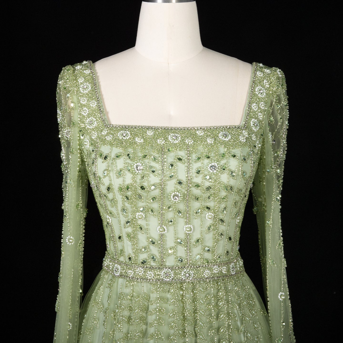 Luxury Caramel Beaded Cape Sleeve A-Line Evening Gown with Square Neck SS494 Sheer Fairy