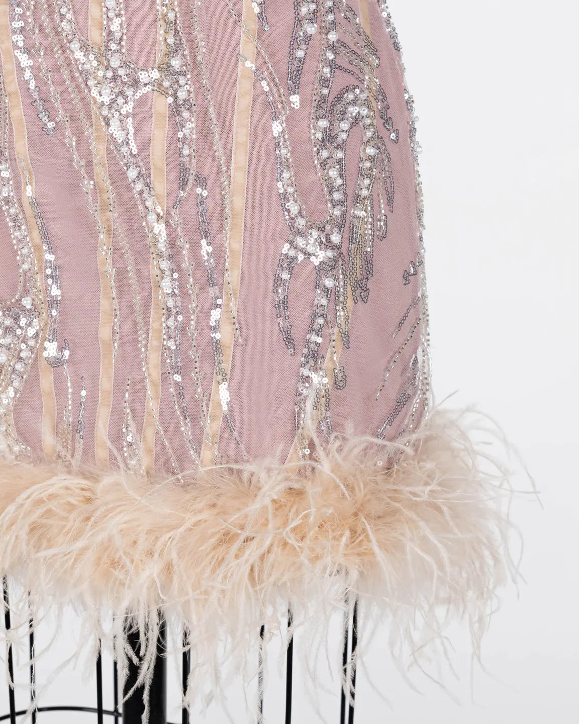 Pink Sequin Feather Bodycon Mini Dress ST115 Sheer Fairy