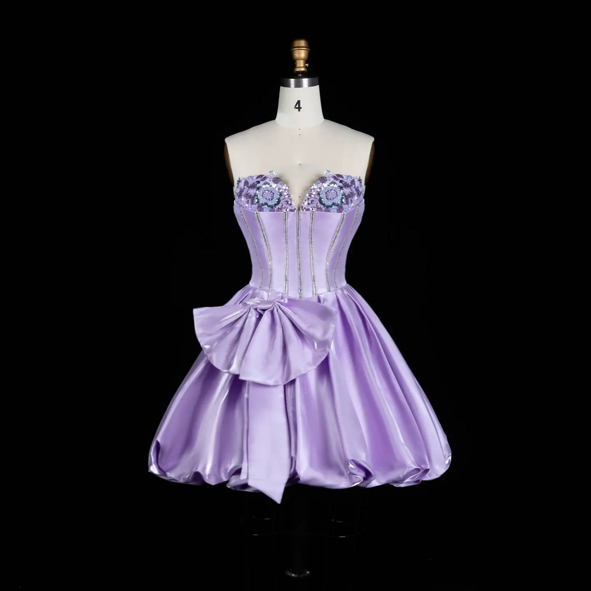 Lavender Satin Sweetheart Lilac Mini Homecoming Dress RM188 Sheer Fairy