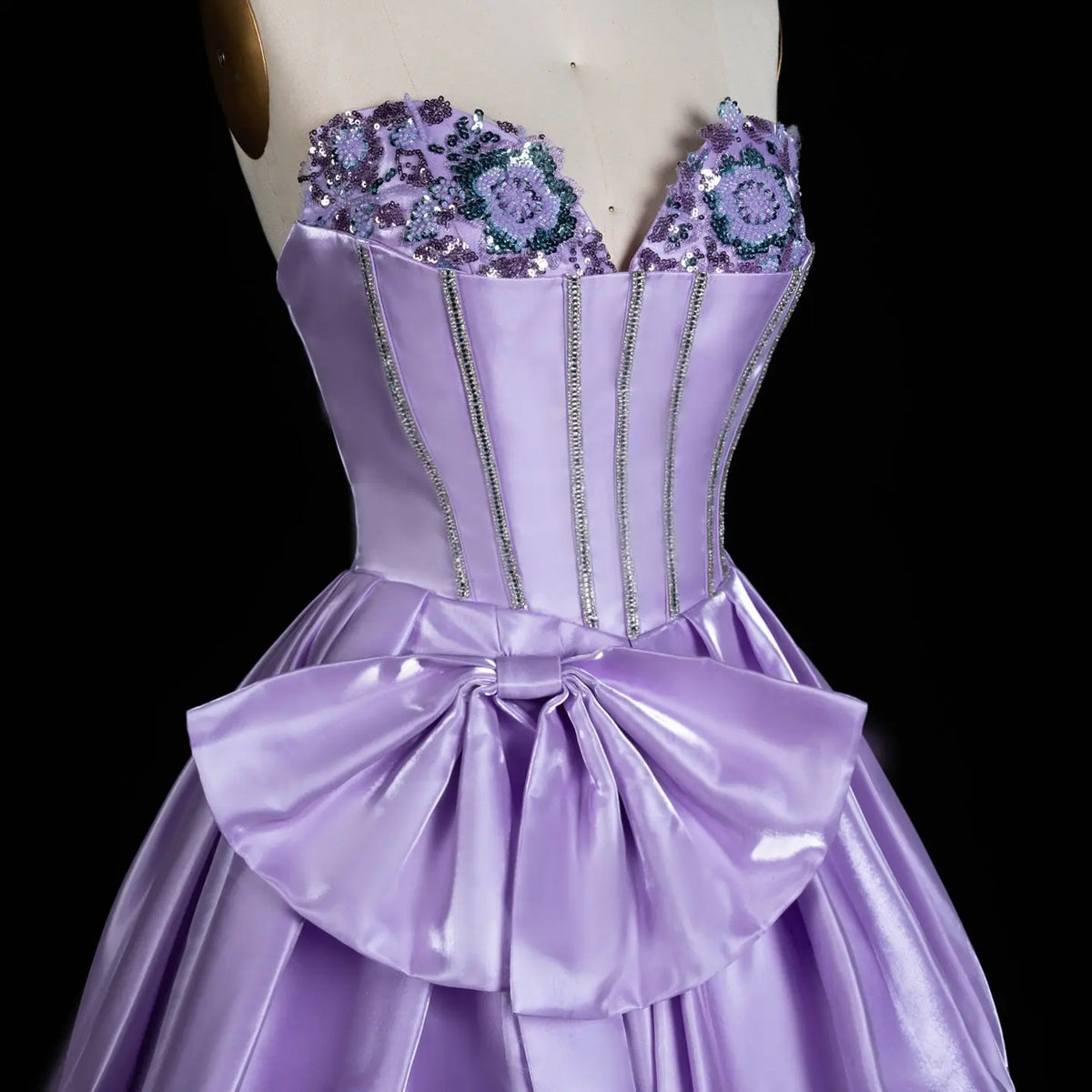 Lavender Satin Sweetheart Lilac Mini Homecoming Dress RM188 Sheer Fairy
