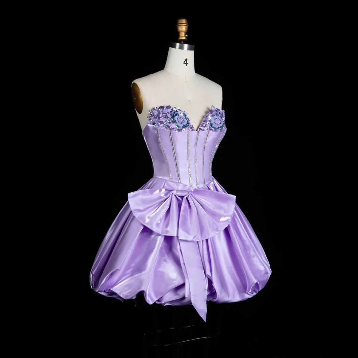 Lavender Satin Sweetheart Lilac Mini Homecoming Dress RM188 Sheer Fairy