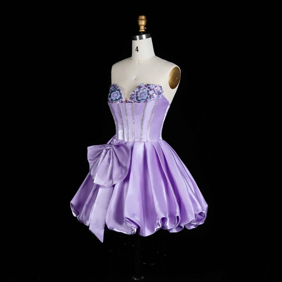 Lavender Satin Sweetheart Lilac Mini Homecoming Dress RM188 Sheer Fairy
