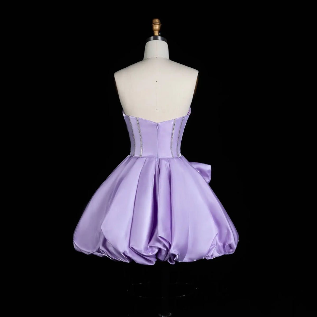 Lavender Satin Sweetheart Lilac Mini Homecoming Dress RM188 Sheer Fairy