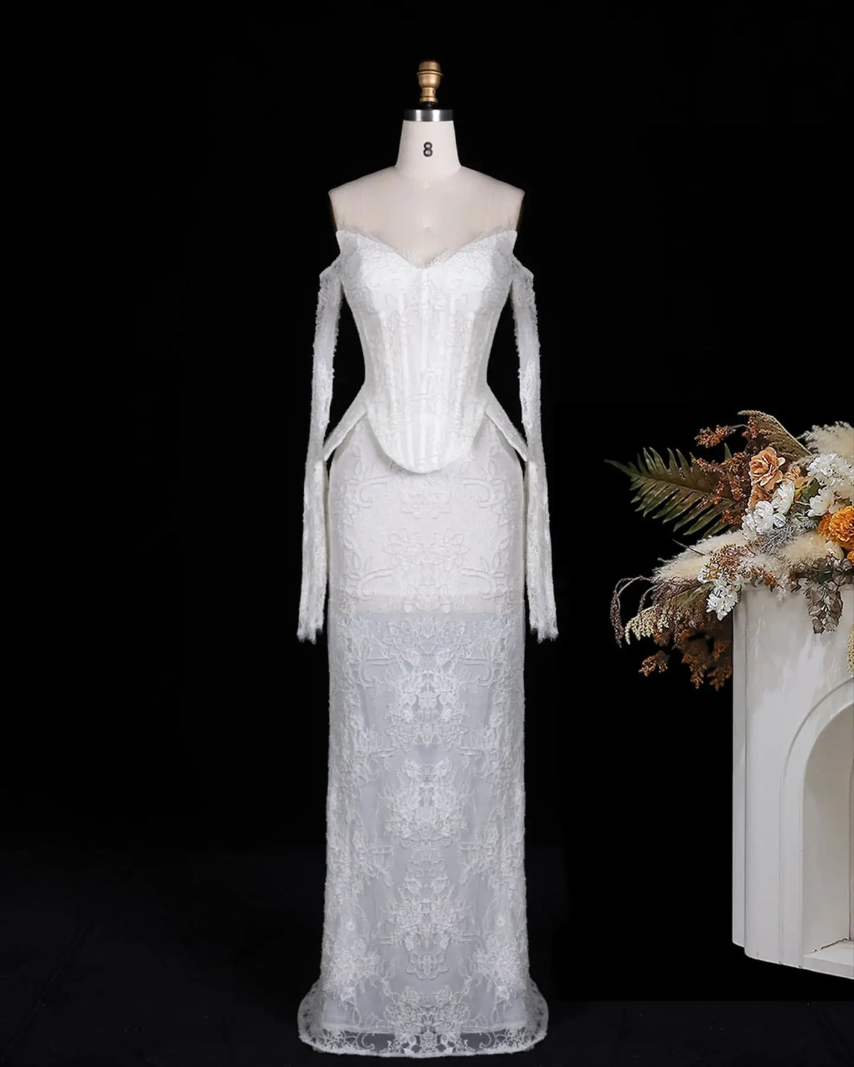 White Mesh Corset Peplum Evening Dress ST101 Sheer Fairy