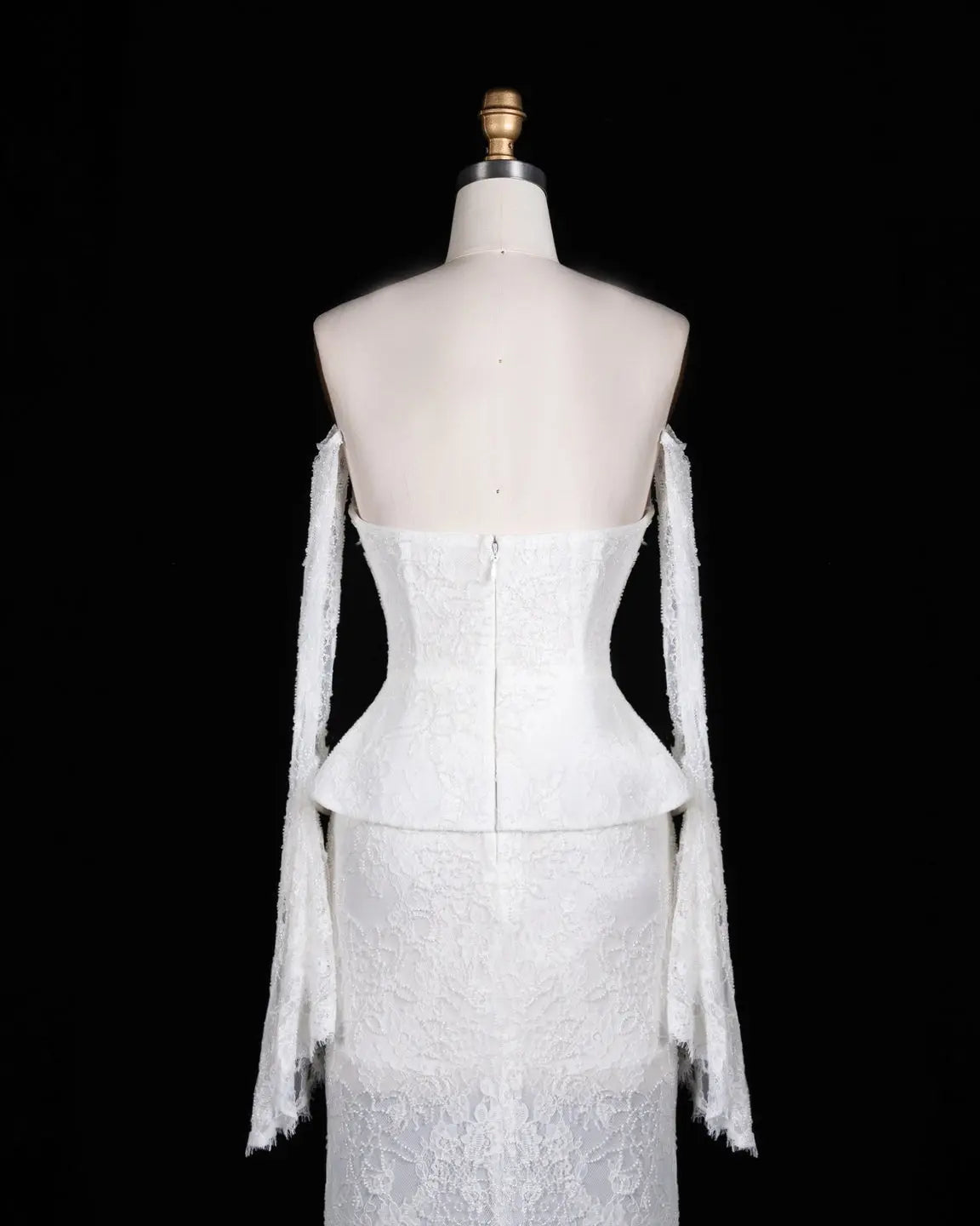 White Mesh Corset Peplum Evening Dress ST101 Sheer Fairy
