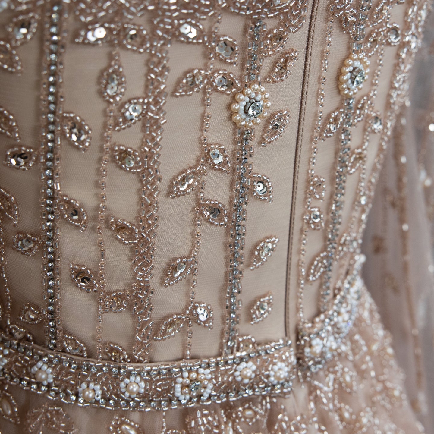 Luxury Caramel Beaded Cape Sleeve A-Line Evening Gown with Square Neck SS494 Sheer Fairy